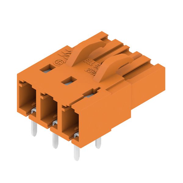 PCB plug-in connector, female header, closed side, THT solder connection, 5.08 mm, Number of poles: 3, 90°, Solder pin length (l): 4.5 mm, tinned, orange, Box image 8