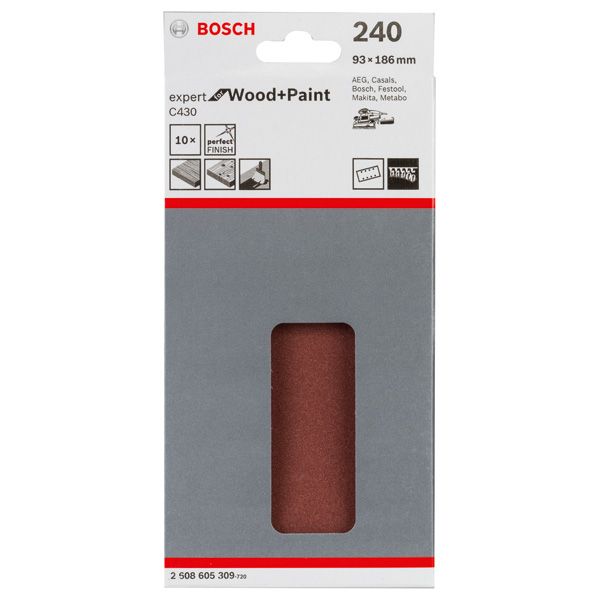 C430 sanding sheet, pack of 10 93 x 186 mm, 240 image 1