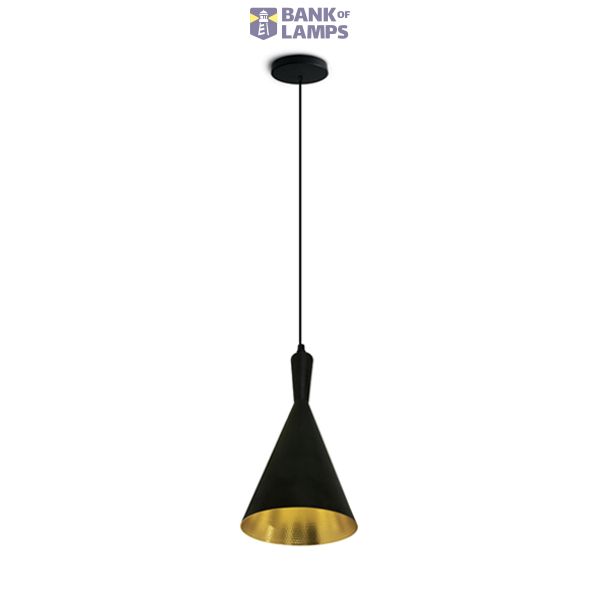 BLACK E27 12W BRASS REFLECTOR image 1
