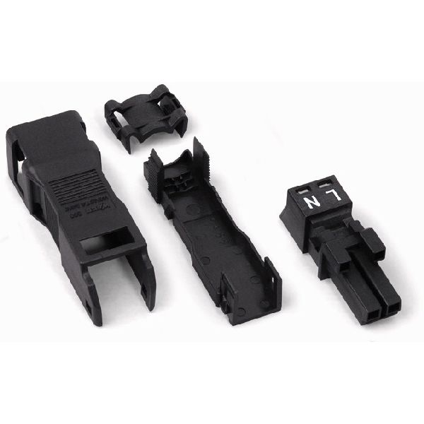 Socket with strain relief housing 2-pole black image 2