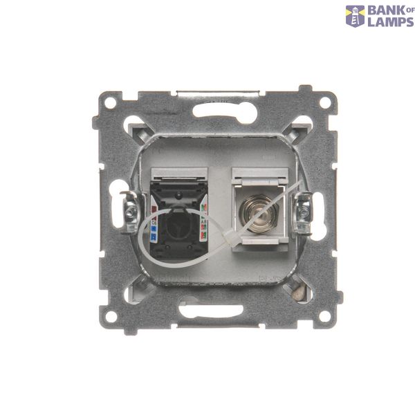 IP44 single socket outlets with Schuko earthing, with frame seal - transparent flap, module, 16A, quick connection, light gray matt image 1