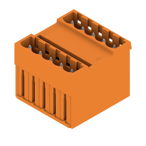 PCB plug-in connector, male header, closed side, THT solder connection, 5.00 mm, Number of poles: 10, 180°, Solder pin length (l): 3.2 mm, tinned, orange, Box image 1