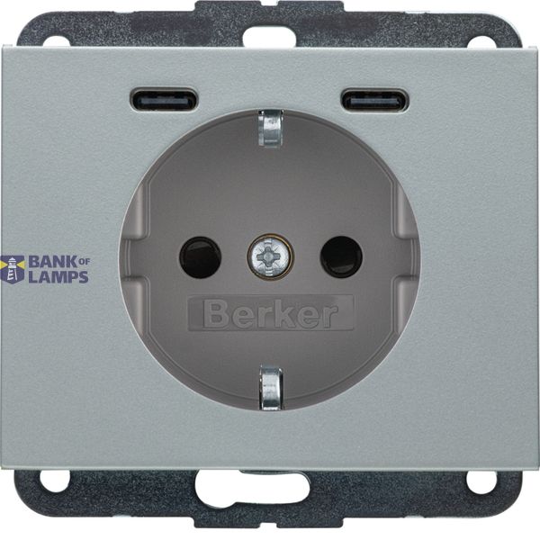 WCD RA, 2 x USB C (PD), Berker K.5 aluminum. image 1