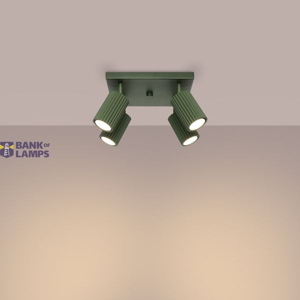 CEILING LAMP WITH FOUR REFLECTORS ON A SQUARE ROSECAKE, GREEN, CARBON SERIES, 4XGU10 image 6