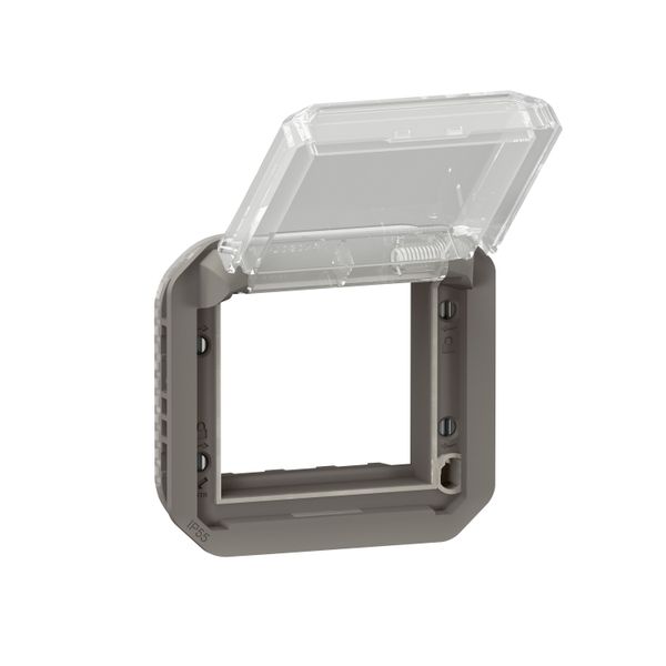 PLEXO MOSAIC ADAPTOR WITH TRANSPARENT FLAP - ANTHRACITE - MECHANISM image 1