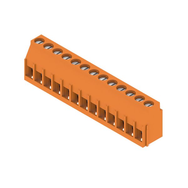 Printed circuit board terminals, 5.08 mm, Number of poles: 13, 90°, Solder pin length (l): 3.2 mm, tinned, orange, Clamping yoke connection, Clamping range, max. : 6 mm², Box image 2