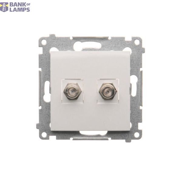 Double aerial socket type "F", white image 1