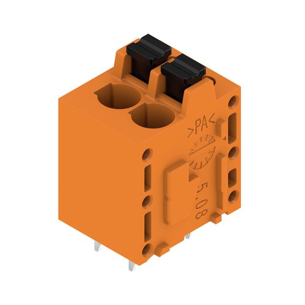 Printed circuit board terminals, 5.08 mm, Number of poles: 2, 180°, Solder pin length (l): 3.5 mm, tinned, orange, PUSH IN with actuator, Clamping range, max. : 2.5 mm², Box image 2