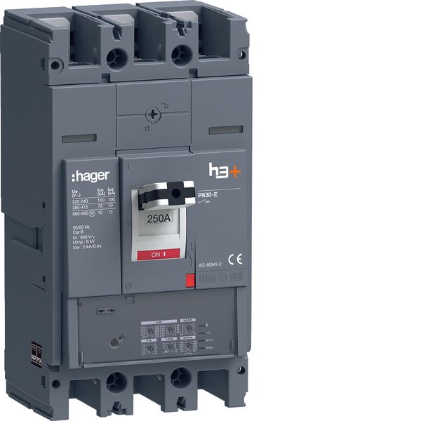 Moulded Case Circuit Breaker h3+ P630 LSI 3P3D 250A 70kA FTC image 1