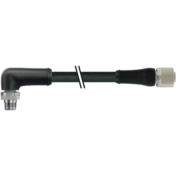 M12 Power male 90° / female 0° L-cod. PUR 5x1.5 bk 1m image 1