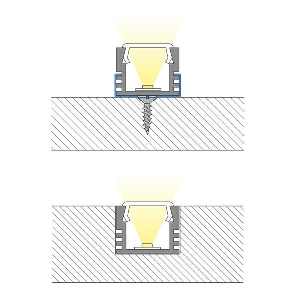 Attached PP aluminum profile, 16x13 mm, White diffuser, complete, 2 m image 1