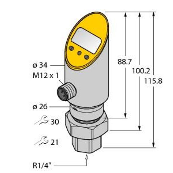 Pressure Transmitter (Rotatable) With Analog Output and PNP/NPN Transistor Switching Output   PS010A-511-LI2UPN8X-H1141 image 1