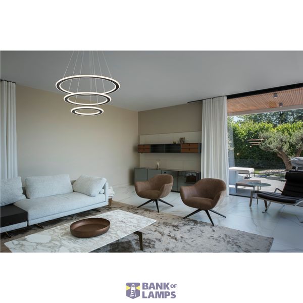 ONE FLAT, pendant light, triple, 300cm, 2700/3000K, DALI 2, Touch, black image 1