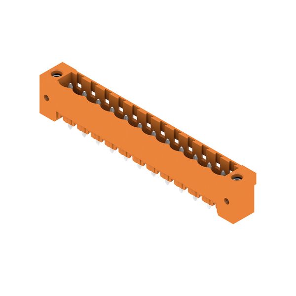 PCB plug-in connector, male header, Flange, THT solder connection, 5.08 mm, Number of poles: 12, 180°, Solder pin length (l): 3.2 mm, tinned, orange, Box image 2