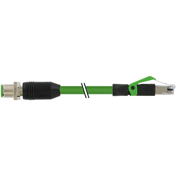 M12 male 0° D-cod. / RJ45 male 0° shielded PUR 1x4xAWG22 gn 70.0m image 1