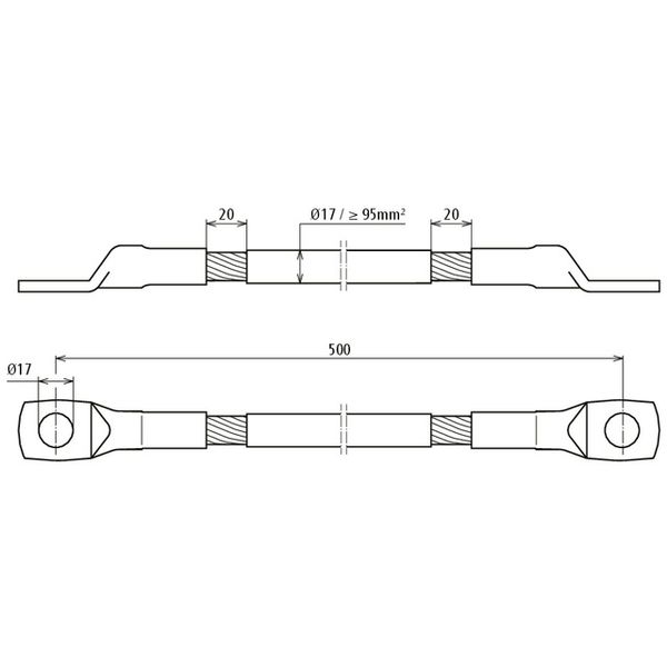 Steel rope earthing connector, cable lug on both ends D 17mm L 500mm image 2