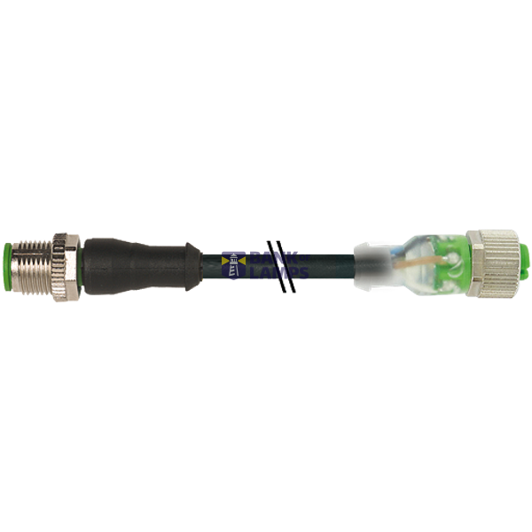 M12 male 0° / M12 female 0° A-cod. LED PUR 4x0.34 bk  7.5m image 1