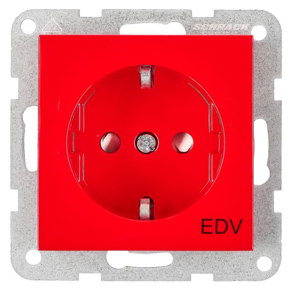 Socket outlet with safety shutter, cage clamps, EDV, red image 1