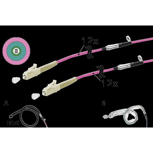 OpDAT VIK Universal cable 12xOM4, LC-LC, 20 m, one-sided pulling aid I image 2
