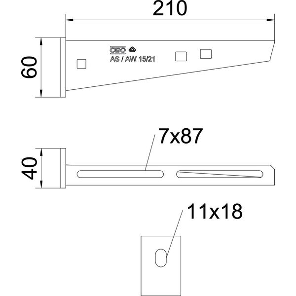 AW 15 21 FT Wall and support bracket with welded head plate B210mm image 2