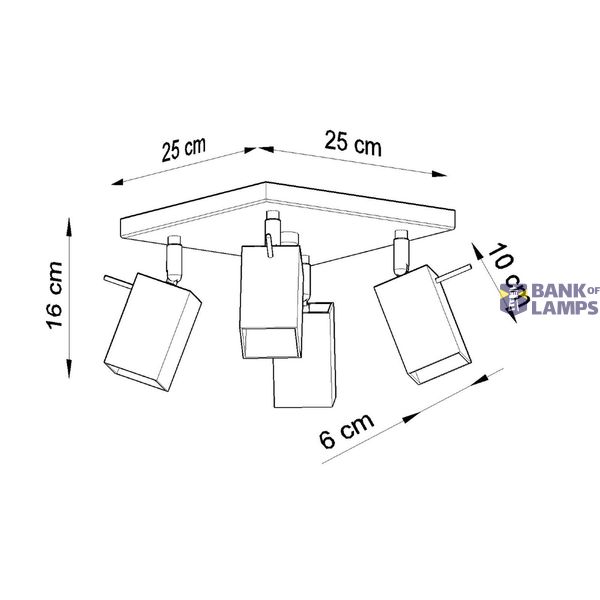 CEILING LAMP MERIDA 4 BLACK GU10 4X40W IP20 image 6