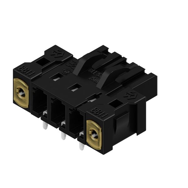 PCB plug-in connector, female header, Inverted flange, THT solder connection, 5.08 mm, Number of poles: 3, 90°, Solder pin length (l): 3.2 mm, tinned, black, Box image 2