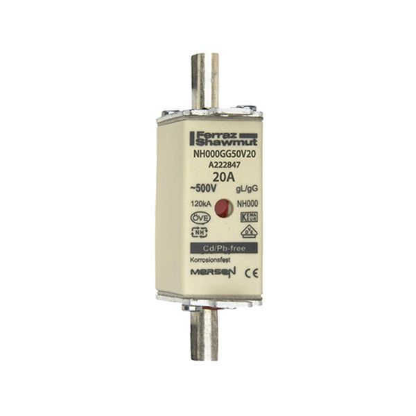 Fuse-link NH000 gG 500VAC 20A live tags Double indicator By 3 image 1
