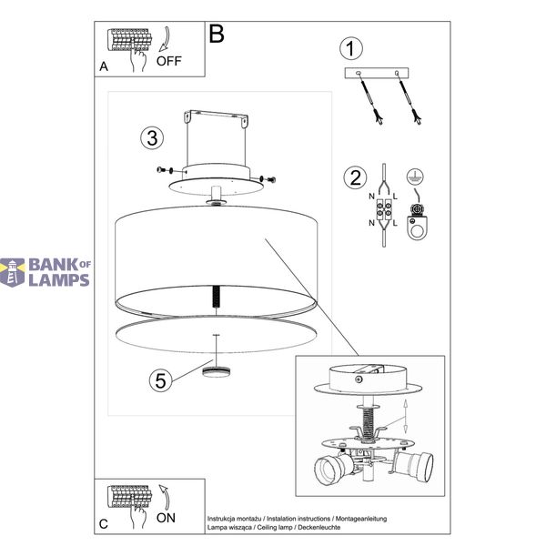 CEILING LAMP SCALE 30 BLACK E27 3X60W IP20 image 6