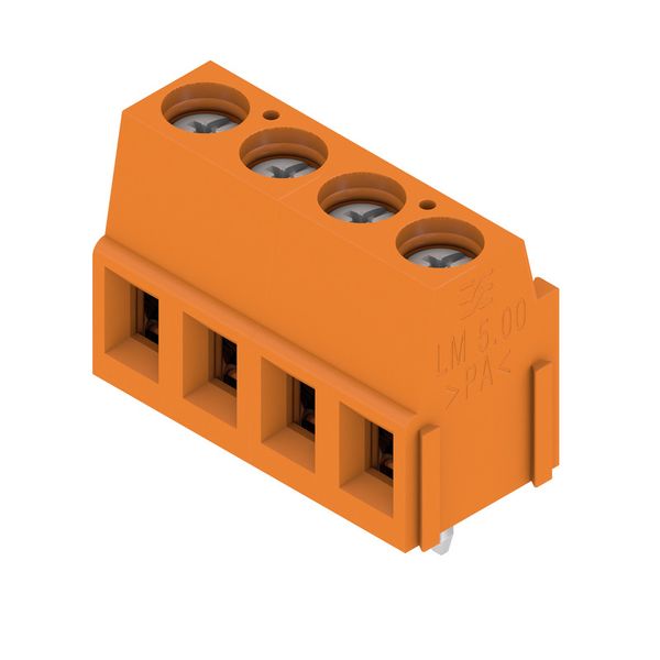 Printed circuit board terminals, 5.08 mm, Number of poles: 4, 90°, Solder pin length (l): 3.5 mm, tinned, orange, Clamping yoke connection, Clamping range, max. : 2.5 mm², Box image 4