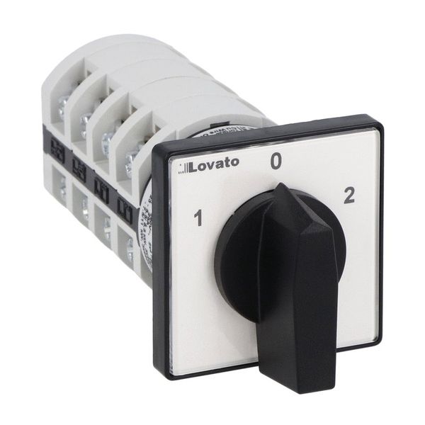 Rotary cam switch 7GN series, changeover switch 4 poles 25A, for front mounting with black handle, front plate 48X48mm image 1