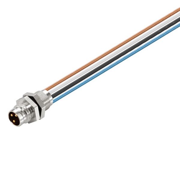 Built-in plugs, M8 thread, pin, straight, Mounting thread: M8, Number of poles: 4, Strand / cable length: 0.5 m image 1