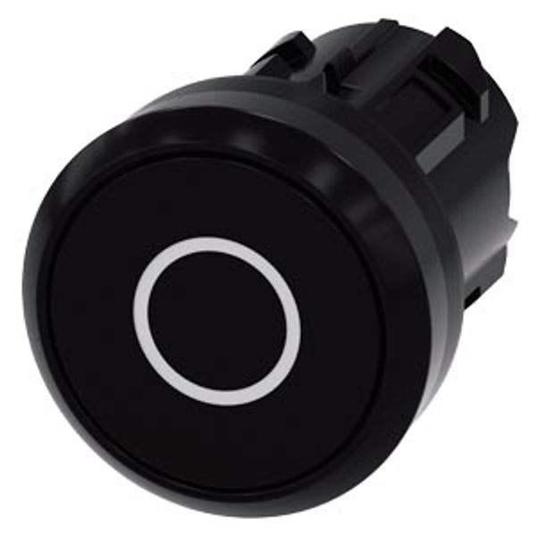 Pushbutton, 22 mm, round, plastic, black, inscription: O, pushbutton, flat, momentary 3SU1000-0AB10-0AD0-Z X90 image 1