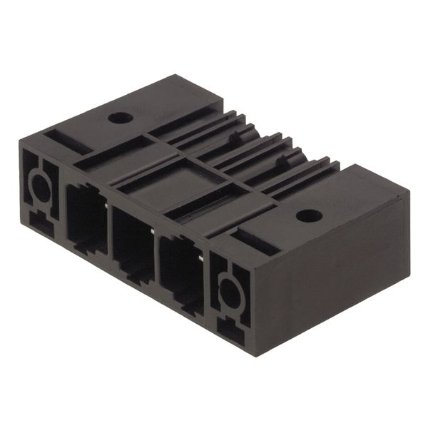 PCB plug-in connector, male header, Clip-on flange, THT solder connection, 10.16 mm, Number of poles: 4, 270°, Solder pin length (l): 3.5 mm, silver-plated, black, Box image 1