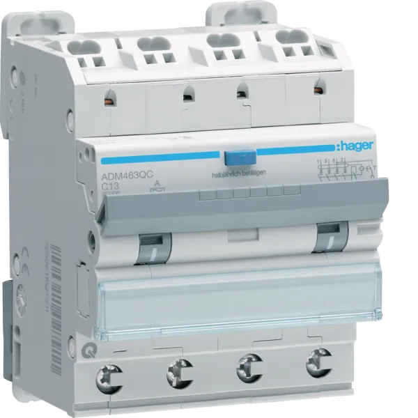HAG ADM463QC RCD circuit breaker 4P 6kA C-13A 30mA A Type QC/QB image 1