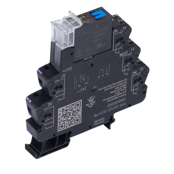 TERMSERIES, Relay module, Number of contacts: 2,  CO contact AgNi, Rated control voltage: 24 V UC ±10 %, Continuous current: 8 A, Screw connection, Test button available: Yes image 1