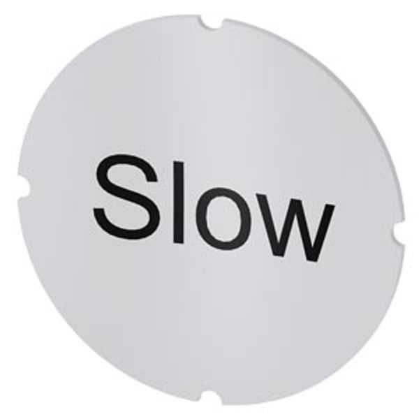 Inscription plate for illuminated pushbutton, round, milky, labeling: Slow image 1
