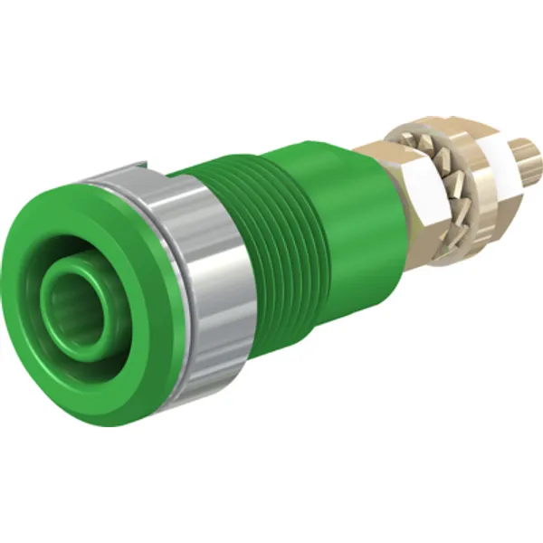 4 mm socket, screw connection, mounting Ø 12.2 mm, CAT III, green, 23.3020-25 image 1