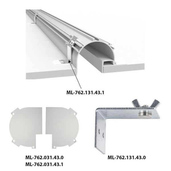 Ceiling aluminum profile AJ for plasterboard 101x68mm white matt diffuser 2m image 1