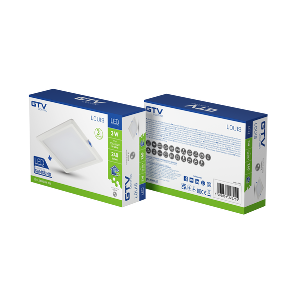 LED luminaire LOUIS, 3 W, 240 lm, 4000K, AC176-264V, IP54, 120°, recessed, square (SAMSUNG LED) image 3