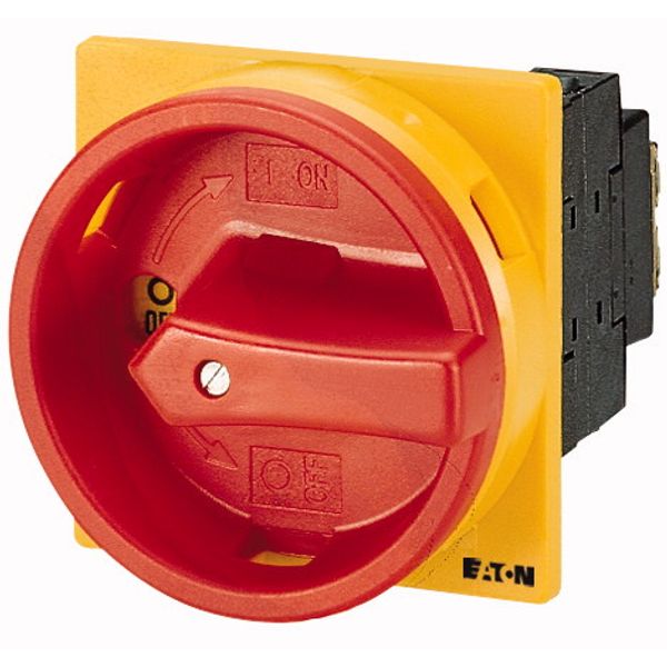 T0-3-8342/EA/SVB Main switch, T0, 20 A, flush mounting, 3 contact unit(s), 6 pole, Emergency switching off function, With red rotary handle and yellow locking ring, Lo image 1