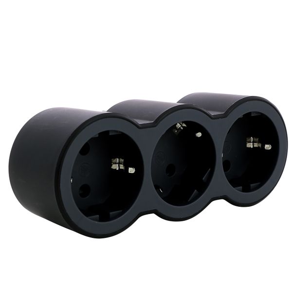 MOP STD SCH 2P+E 16A 3 FRONT OUTLETS BLACK image 1