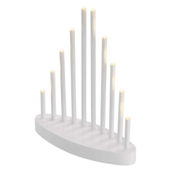 LED candlestick, white, 24.5 cm, 3x AA, indoor, warm white, timer image 1
