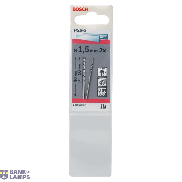 Metal drill bits HSS-G, DIN 338 1,5 x 18 x 40 mm 2 pcs. image 2