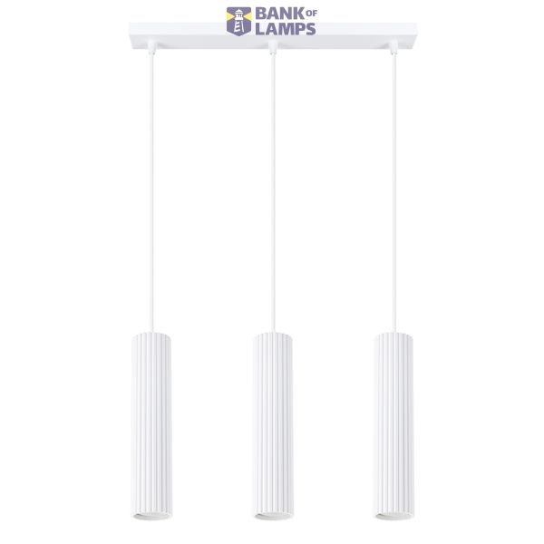 THREE-POINT HANGING LAMP WHITE CARBON WITH 3 WHITE TUBES LAMPSHADES image 3