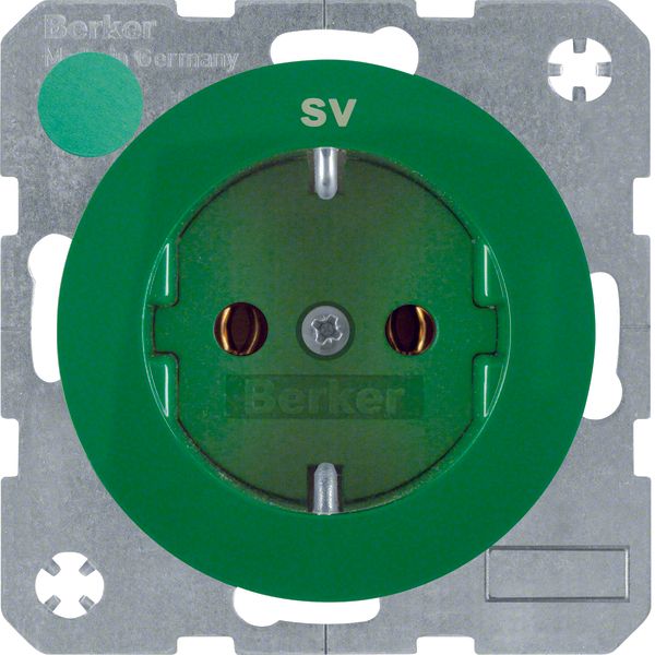 SCHUKO soc. out. "SV" imprint, R.1/R.3, green glossy image 1