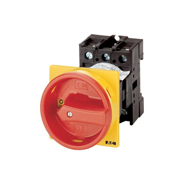 P1-25/V/SVB/N Main switch, P1, 25 A, rear mounting, 3 pole + N, Emergency switching off function, With red rotary handle and yellow locking ring, Lockable in the 0 image 3
