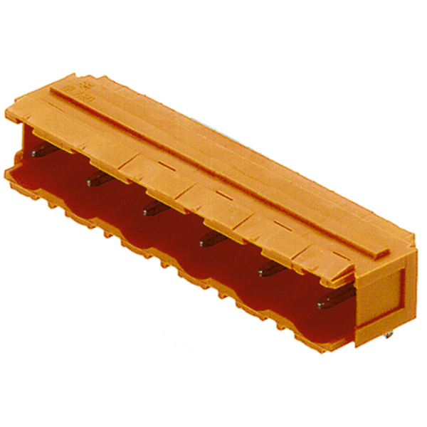 PCB plug-in connector, male header, Dovetails for fixing blocks, THT solder connection, 7.50 mm, Number of poles: 2, 90°, Solder pin length (l): 4.5 mm, tinned, black, Box image 1