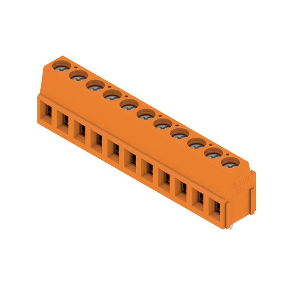 Printed circuit board terminals, 5.08 mm, Number of poles: 11, 90°, Solder pin length (l): 3.5 mm, tinned, orange, Clamping yoke connection, Clamping range, max. : 2.5 mm², Box image 4