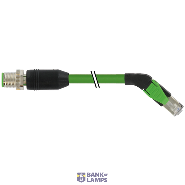 M12 male 0° D-cod. / RJ45 45° right shielded PUR 1x4xAWG22 gn 1.5m image 2