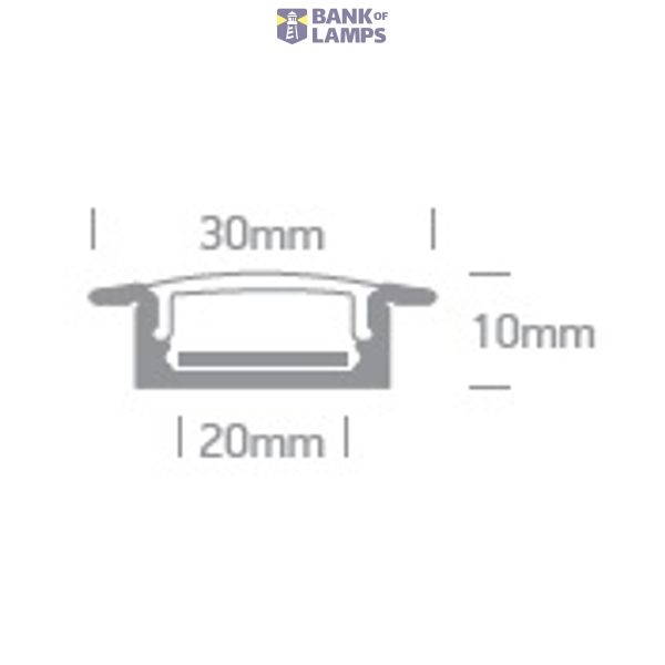 WHITE RECESSED PROFILE 2m FOR 20mm STRIPS + PC OPAL DIFF image 2